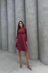 Mini Bordo Simli Gece Elbisesi