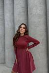 Mini Bordo Simli Gece Elbisesi