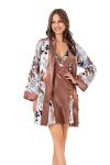 Moongirl Kadın Saten Emprime Baskılı İkili Sabahlık Gecelik Takımı 568