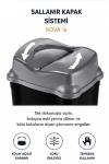 RNL04 HOME NOVA 16  - 16 Litre Sallanır Kapaklı Plastik Çöp Kovası - Siyah Gövde - Gri Kapak
