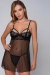 For Dreams Siyah Şeffaf Şeffaf Babydoll - 9103