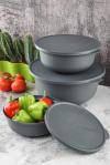 Trend Kapaklı Plastik 3'lü Set - 2374