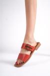 Trendella Hakiki Deri Kadın Kiremit Renk  Terlik  TR31MY33E