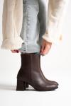 Trendella Kadın Kışlık Acı Kahve Kalın Topuklu Bot TR12MK04E